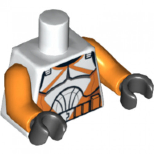 Torso SW Armor Clone Trooper with Orange Markings Pattern (Clone Wars) / Orange Arms / Black Hands