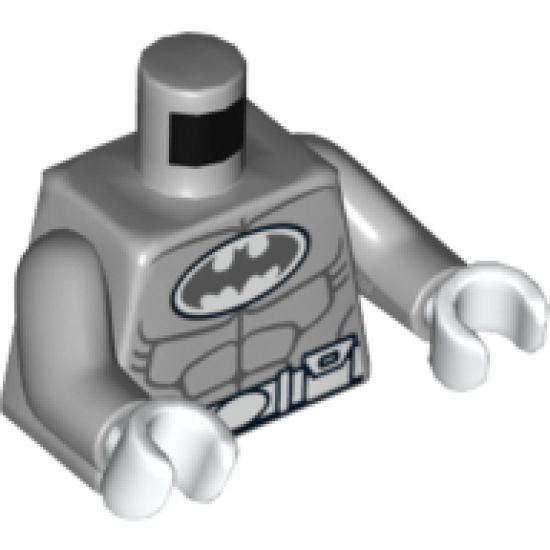 Torso Batman Logo in White Oval with Muscles and White Belt on Front and Back Pattern / Light Bluish Gray Arms / White Hands