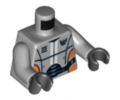 Torso Galaxy Squad Robot with Wide Black Belt and Orange Plates on Sides Pattern / Light Bluish Gray Arms / Black Hands