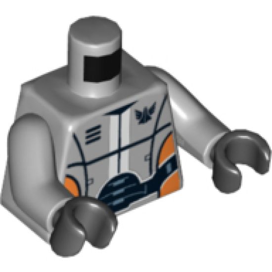 Torso Galaxy Squad Robot with Wide Black Belt and Orange Plates on Sides Pattern / Light Bluish Gray Arms / Black Hands