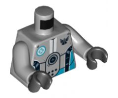 Torso Galaxy Squad Robot with Dark Azure and Black Piping Pattern / Light Bluish Gray Arms / Black Hands