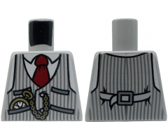 Torso Pinstripe Vest, Red Tie and Pocket Watch and Back Print Pattern
