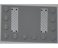 Tile, Modified 4 x 6 with Studs on Edges with Two Silver Tread Plates Pattern (Stickers) - Set 4643