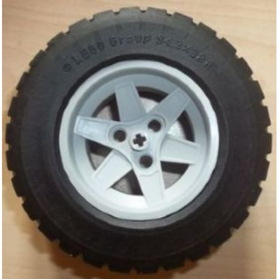 Wheel & Tire Assembly 56mm D. x 34mm Technic Racing Medium, 3 Pin Holes with Black Tire 94.3 x 38 R (44772 / 92912)