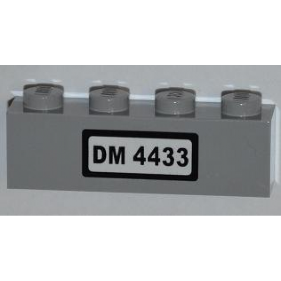 Brick 1 x 4 with 'DM 4433' on White Background Pattern (Sticker) - Set 4433