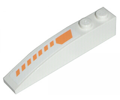 Slope, Curved 6 x 1 with Orange Stripes Pattern Model Left (Sticker) - Set 7699