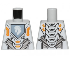 Torso Nexo Knights Armor with Orange and Gold Circuitry and White Horse Head on Sand Blue Pentagonal Shield Pattern