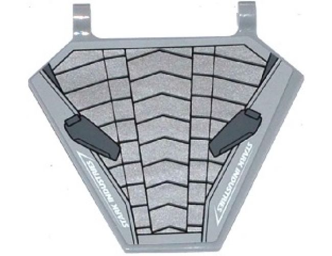 Flag 5 x 6 Hexagonal with Silver and Dark Bluish Gray Armor Plates and 'STARK INDUSTRIES' Pattern (Sticker) - Set 76031