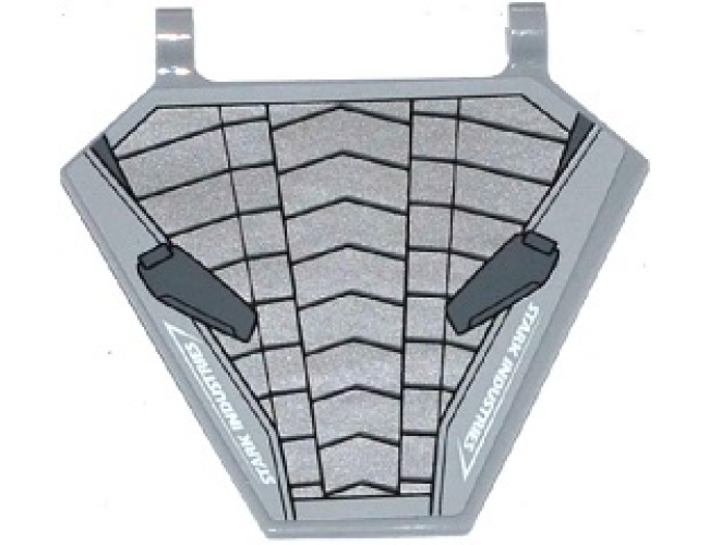 Flag 5 x 6 Hexagonal with Silver and Dark Bluish Gray Armor Plates and 'STARK INDUSTRIES' Pattern (Sticker) - Set 76031