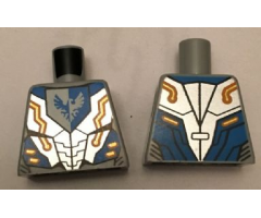 Torso Nexo Knights Armor with Orange and Gold Circuitry and Emblem with Blue Falcon Pattern