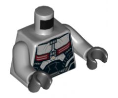 Torso Black, Dark Red and Silver Body Armor and Backpack Pattern / Light Bluish Gray Arms / Black Hands