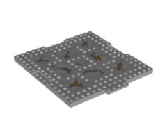 Brick, Modified 16 x 16 x 2/3 with 1 x 4 Indentations and 1 x 4 Plate with Cracks and Lava Pattern