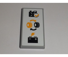 Tile 2 x 4 with Oil Canister, Tires and Battery Pattern (Sticker) - Set 60097