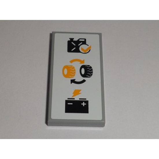Tile 2 x 4 with Oil Canister, Tires and Battery Pattern (Sticker) - Set 60097