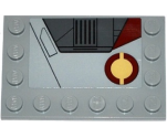 Tile, Modified 4 x 6 with Studs on Edges with SW Jedi Interceptor and Dark Red SW Semicircles Pattern Model Right Side (Sticker) - Set 75135