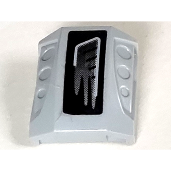 Slope, Curved 2 x 2 with 3 Side Ports Recessed with Gray Exhaust Pattern Model Left (Sticker) - Set 5970
