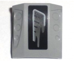 Slope, Curved 2 x 2 with 3 Side Ports Recessed with Gray Exhaust Pattern Model Right (Sticker) - Set 5970