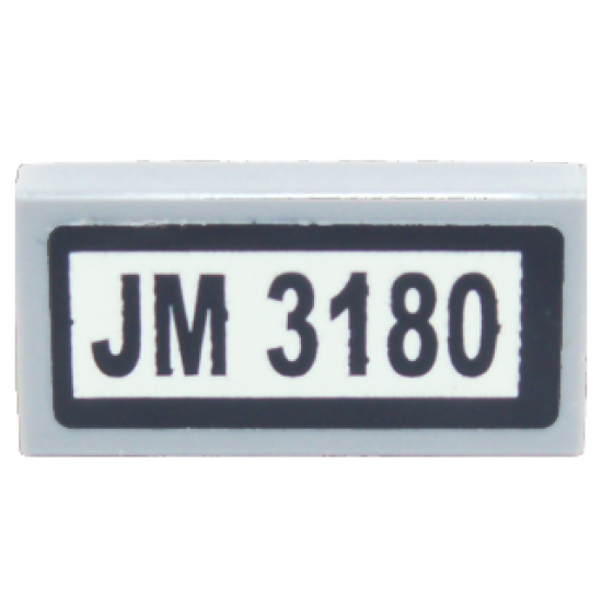 Tile 1 x 2 with Black 'JM 3180' Pattern on White Background (Sticker) - Set 3180