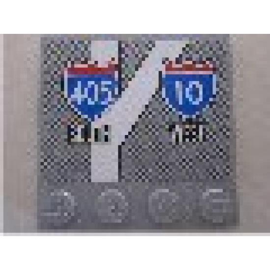 Tile, Modified 4 x 4 with Studs on Edge with Road Sign '405 SOUTH' and '10 WEST' Pattern (Sticker) - Sets 8147 / 8495