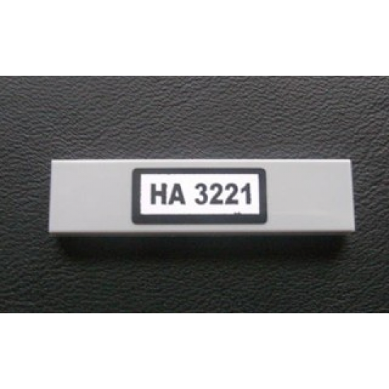 Tile 1 x 4 with Black 'HA 3221' Pattern on White Background (Sticker) - Set 3221