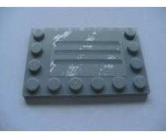 Tile, Modified 4 x 6 with Studs on Edges with Steel Plate with Scratches Type D Pattern (Sticker) - Set 8273