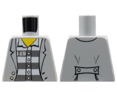Torso Town Prisoner Jacket over Shirt with Buttons and Dark Bluish Gray Prison Stripes Pattern