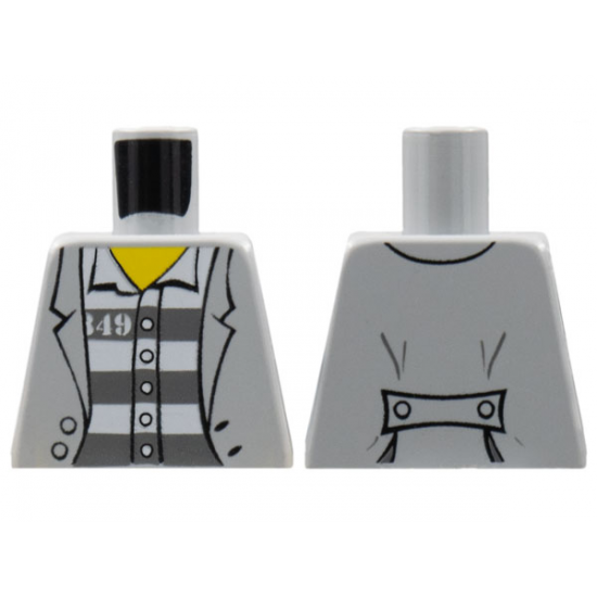 Torso Town Prisoner Jacket over Shirt with Buttons and Dark Bluish Gray Prison Stripes Pattern