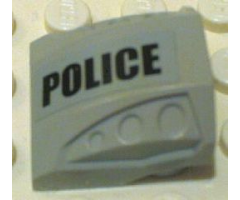 Slope, Curved 2 x 2 with 3 Side Ports Recessed with Black 'POLICE' Pattern Model Right (Sticker) - Set 7899