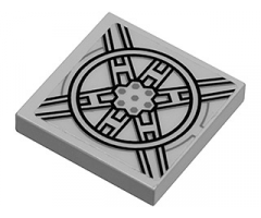 Tile 2 x 2 with Star Wars TIE 6 Spoke Radial Pattern (Sticker) - Set 8017