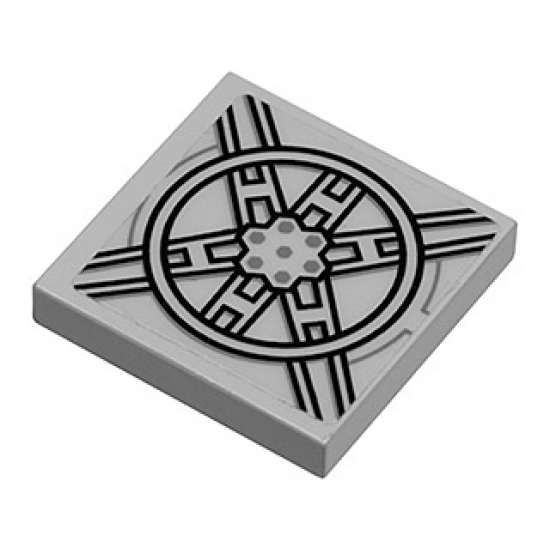 Tile 2 x 2 with Star Wars TIE 6 Spoke Radial Pattern (Sticker) - Set 8017