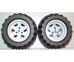 Wheel & Tire Assembly 56mm D. x 34mm Technic Racing Medium, 3 Pin Holes with Black Tire 94.8 x 44 R Balloon (44772 / 54120)