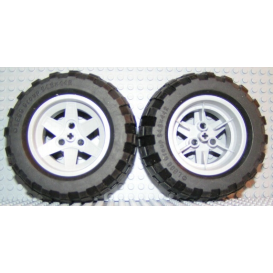 Wheel & Tire Assembly 56mm D. x 34mm Technic Racing Medium, 3 Pin Holes with Black Tire 94.8 x 44 R Balloon (44772 / 54120)