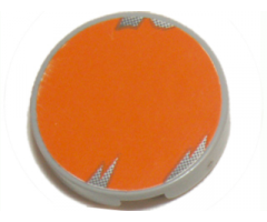 Tile, Round 2 x 2 with Orange Circle with Blotchy Gray Edge Pattern (Sticker) - Set 6208