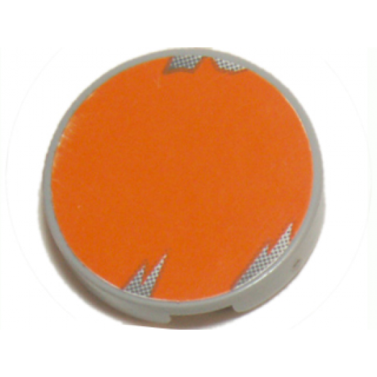 Tile, Round 2 x 2 with Orange Circle with Blotchy Gray Edge Pattern (Sticker) - Set 6208