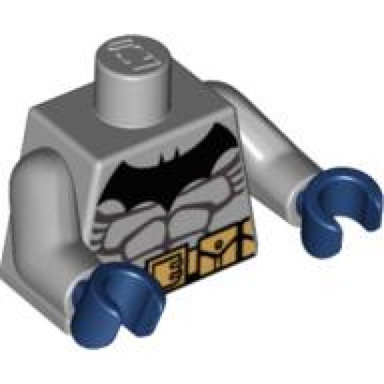 Torso Batman Logo with Muscles and Yellow Belt with Snaps Pattern / Light Bluish Gray Arms / Dark Blue Hands