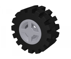 Wheel & Tire Assembly 8mm D. x 6mm with Black Tire 15mm D. x 6mm Offset Tread Small (4624 / 3641)