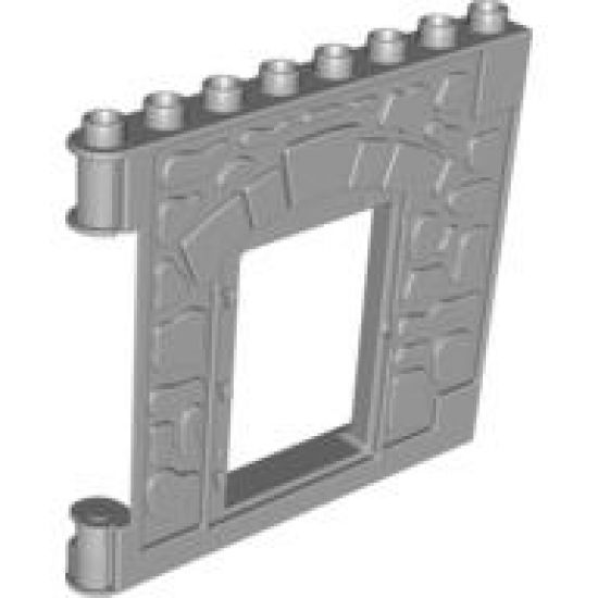 Duplo, Building Wall 1 x 8 x 6 Hinge on Left with Door Opening - Castle