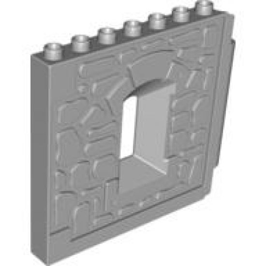 Duplo, Building Wall 1 x 8 x 6 Hinge on Right with Window Opening - Castle