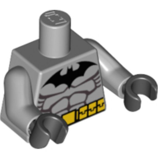 Torso Batman Logo with Muscles and Yellow Belt Pattern / Light Bluish Gray Arms / Black Hands