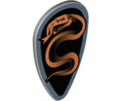 Minifigure, Shield Ovoid with Black and Copper Karzon Snake Pattern