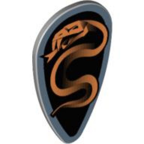 Minifigure, Shield Ovoid with Black and Copper Karzon Snake Pattern