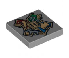Tile 2 x 2 with Coat of Arms Hogwarts Crest Pattern