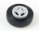 Wheel & Tire Assembly 8mm D. x 6mm with Black Tire 14mm D. x 4mm Smooth Small Single (4624 / 3139)