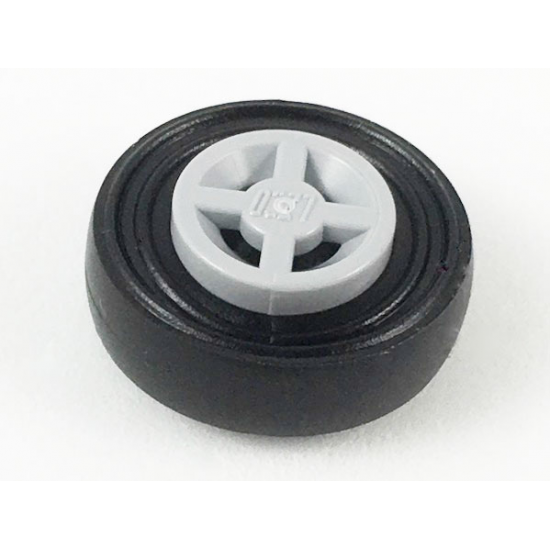 Wheel & Tire Assembly 8mm D. x 6mm with Black Tire 14mm D. x 4mm Smooth Small Single (4624 / 3139)
