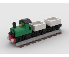 Small green engine and wagons