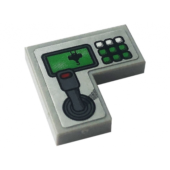 Tile 2 x 2 Corner with Control Panel with Joystick, Hook and Buttons Pattern (Sticker) - Set 42108