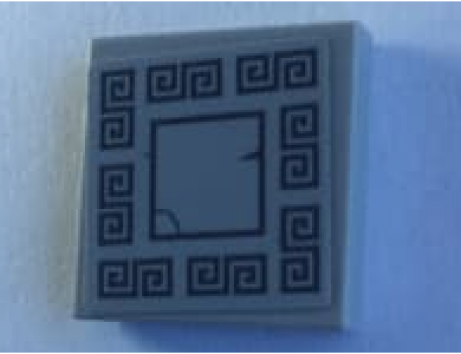 Tile 2 x 2 with Floor Tile with Ornamental Mosaic Border on Light Bluish Gray Background Pattern (Sticker) - Set 70617