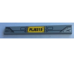 Tile 1 x 8 with 'PLJ8315' License Plate, Silver Scratches and Headlights Pattern (Sticker) - Set 75933