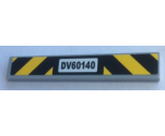Tile 1 x 6 with 'DV60140' License Plate, Black and Yellow Danger Stripes Pattern (Sticker) - Set 60140