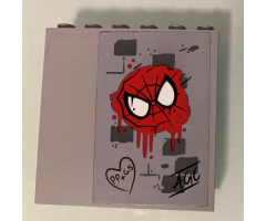 Panel 1 x 6 x 5 with Spiderman Mask and 'PP+GS' in Heart Graffiti Pattern (Sticker) - Set 76057